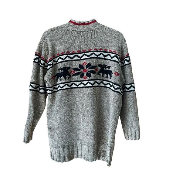 Vintage Eddie Bauer Moose Deer Winter Christmas Sweater - Picture 1 of 7